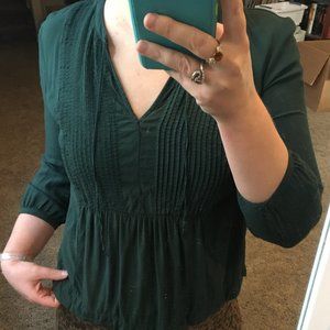 Old Navy: Boho Peplum Forest Green Peasant Blouse
